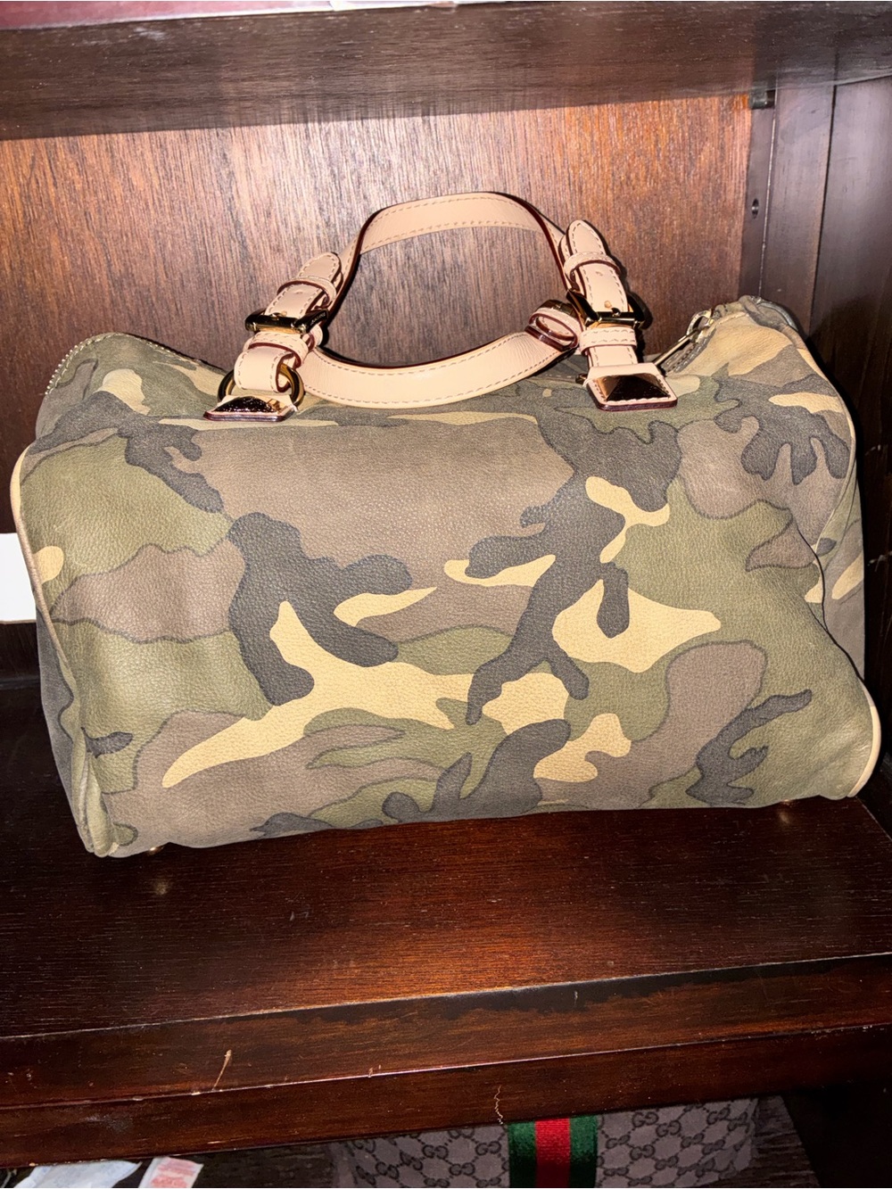 Michael Kors Camouflage Grayson Satchel Bag in Green and Tan - Picture 3 of 3